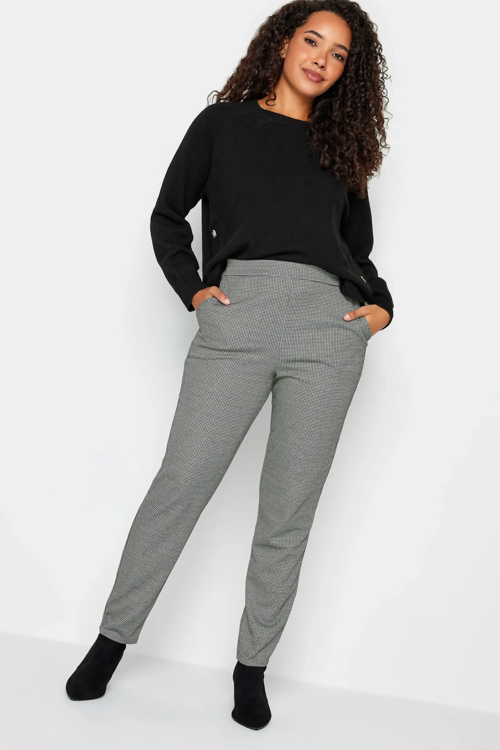 M&Co Womens Black & White Dogtooth Trousers>Women Trousers