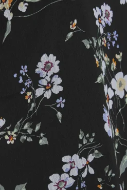M&Co Womens Black & White Floral Double Frill Sleeve Blouse><noscript><img width=