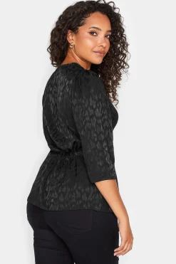 M&Co Womens Black Animal Print Twist Front Blouse><noscript><img width=