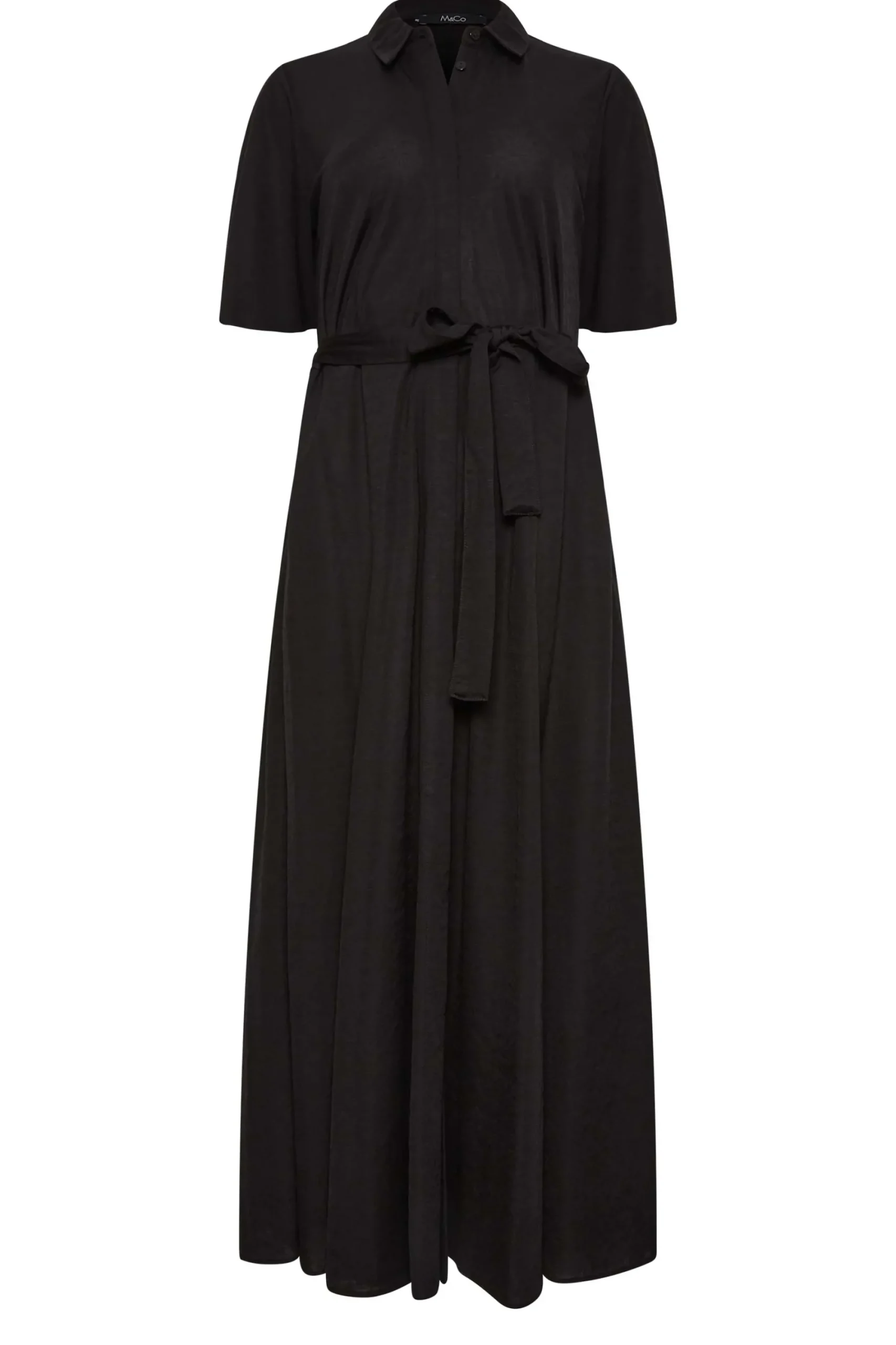 M&Co Womens Black Button Through Collared Midaxi Dress>Women Shirt Dresses