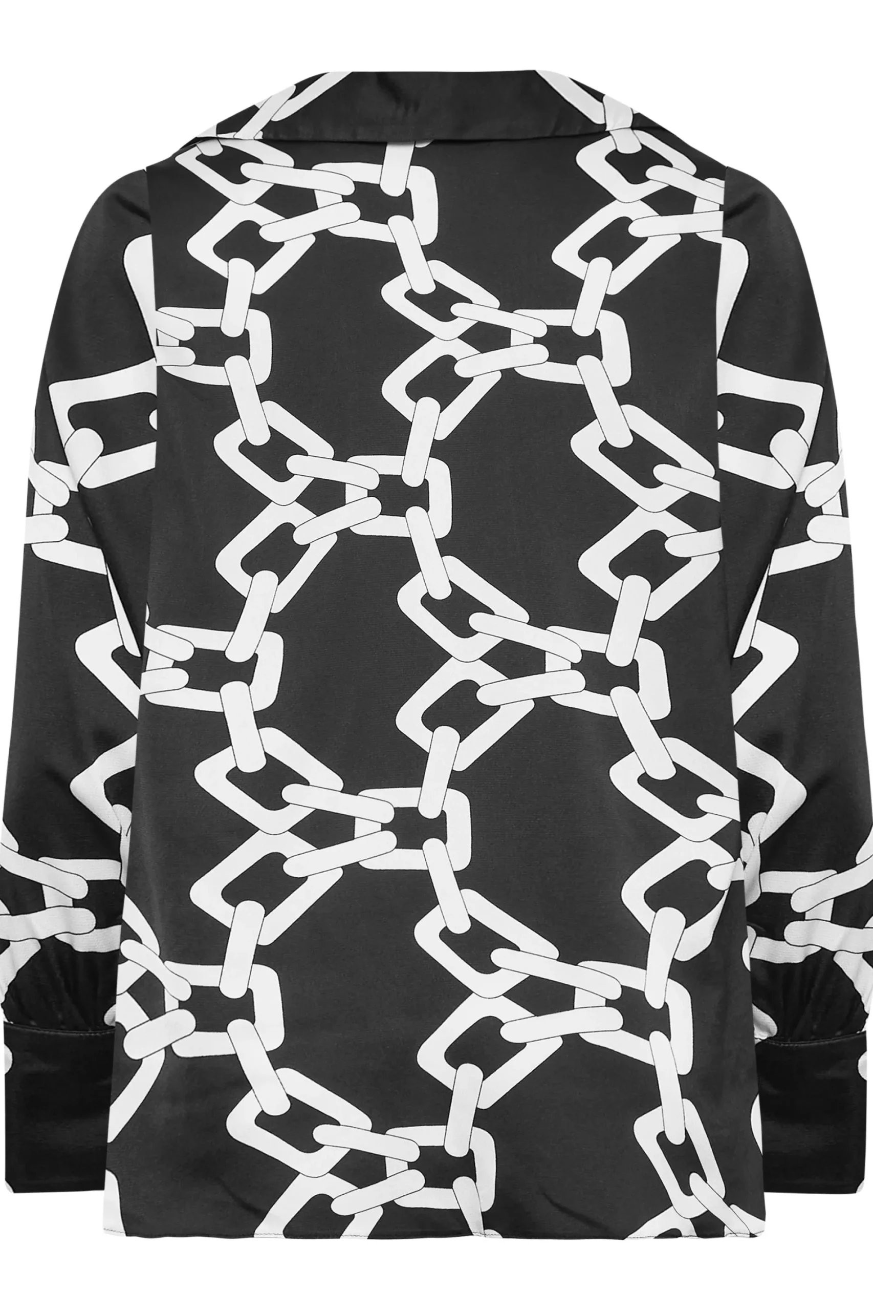 M&Co Womens Black Chain Print Cowl Neck Satin Blouse>Women Long Sleeve Tops