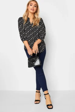 M&Co Womens Black Chain Print V-Neck Blouse>Women Shirts