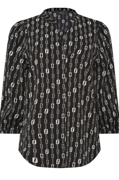 M&Co Womens Black Chain Print V-Neck Blouse><noscript><img width=