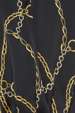 M&Co Womens Black Chain Print Wrap Front Blouse><noscript><img width=