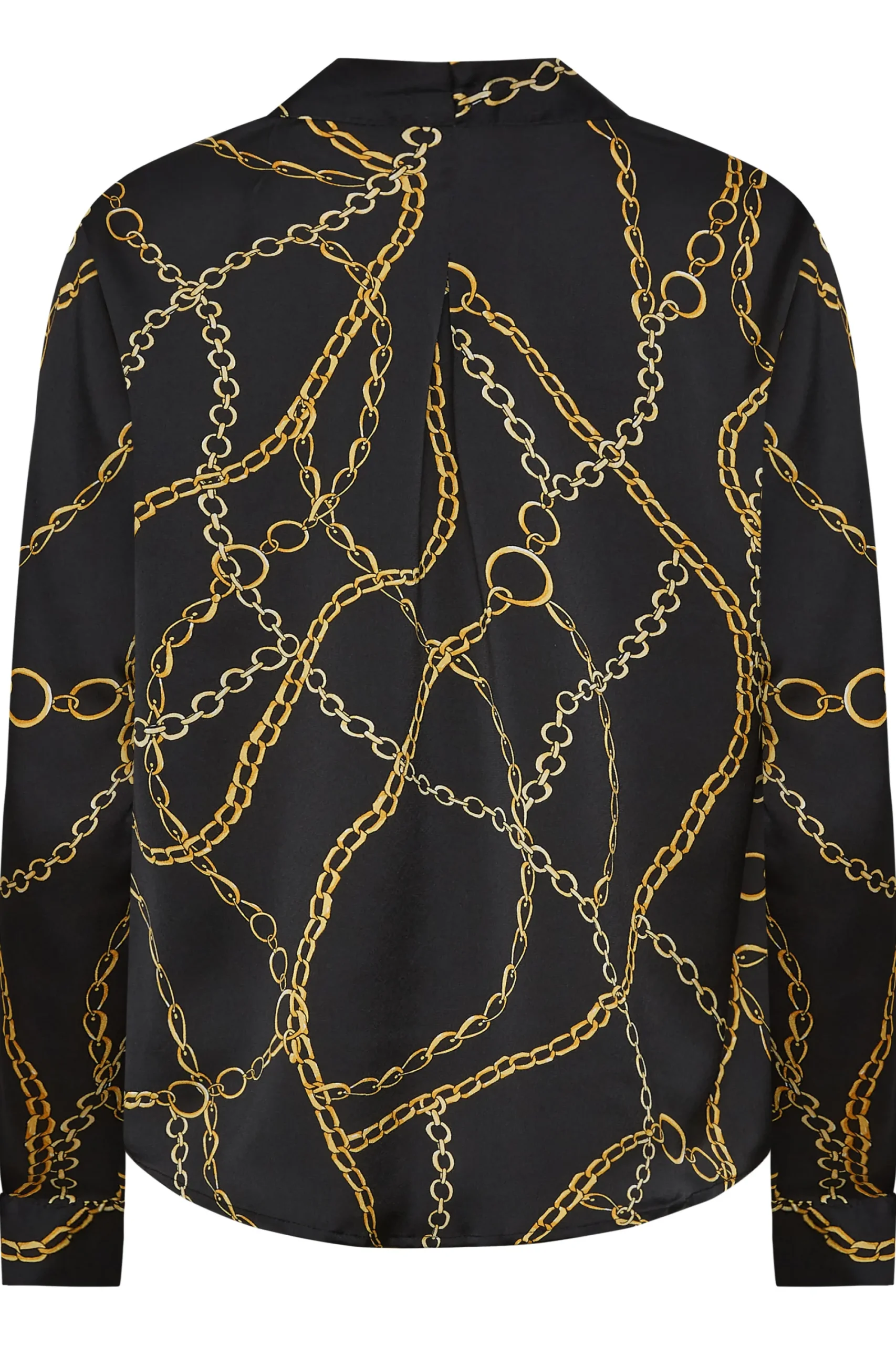 M&Co Womens Black Chain Print Wrap Front Blouse>Women Long Sleeve Tops