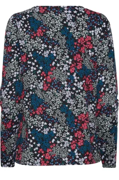 M&Co Womens Black Ditsy Print Notch Neck Cotton T-Shirt><noscript><img width=