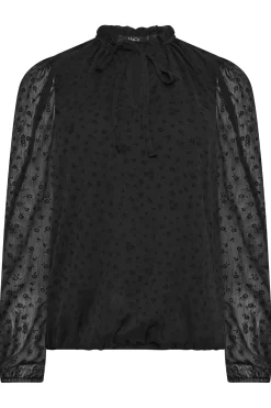M&Co Womens Black Dobby Tie Neck Blouse><noscript><img width=