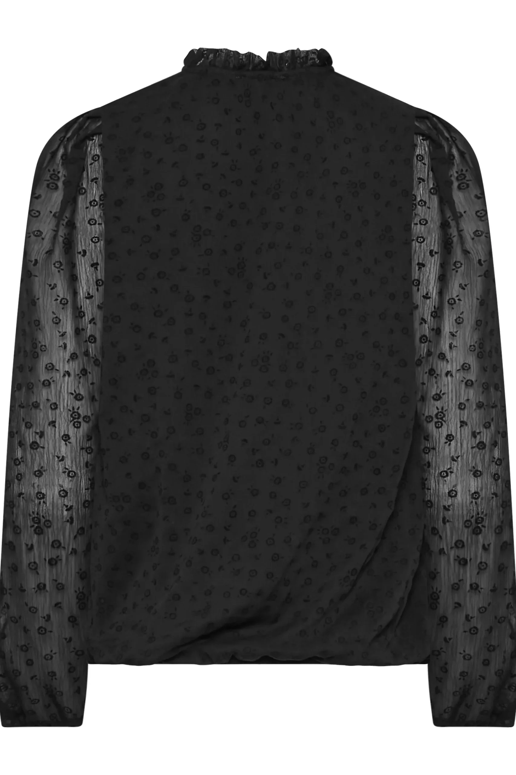 M&Co Womens Black Dobby Tie Neck Blouse>Women Long Sleeve Tops