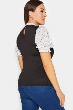 M&Co Womens Black Dobby Sleeve Contrast Blouse><noscript><img width=
