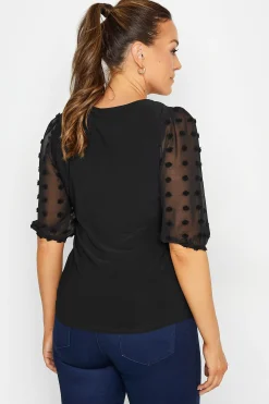 M&Co Womens Black Dobby Sleeve Blouse><noscript><img width=