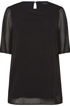 M&Co Womens Black Dobby Angel Sleeve Blouse><noscript><img width=