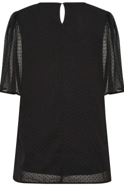 M&Co Womens Black Dobby Angel Sleeve Blouse><noscript><img width=
