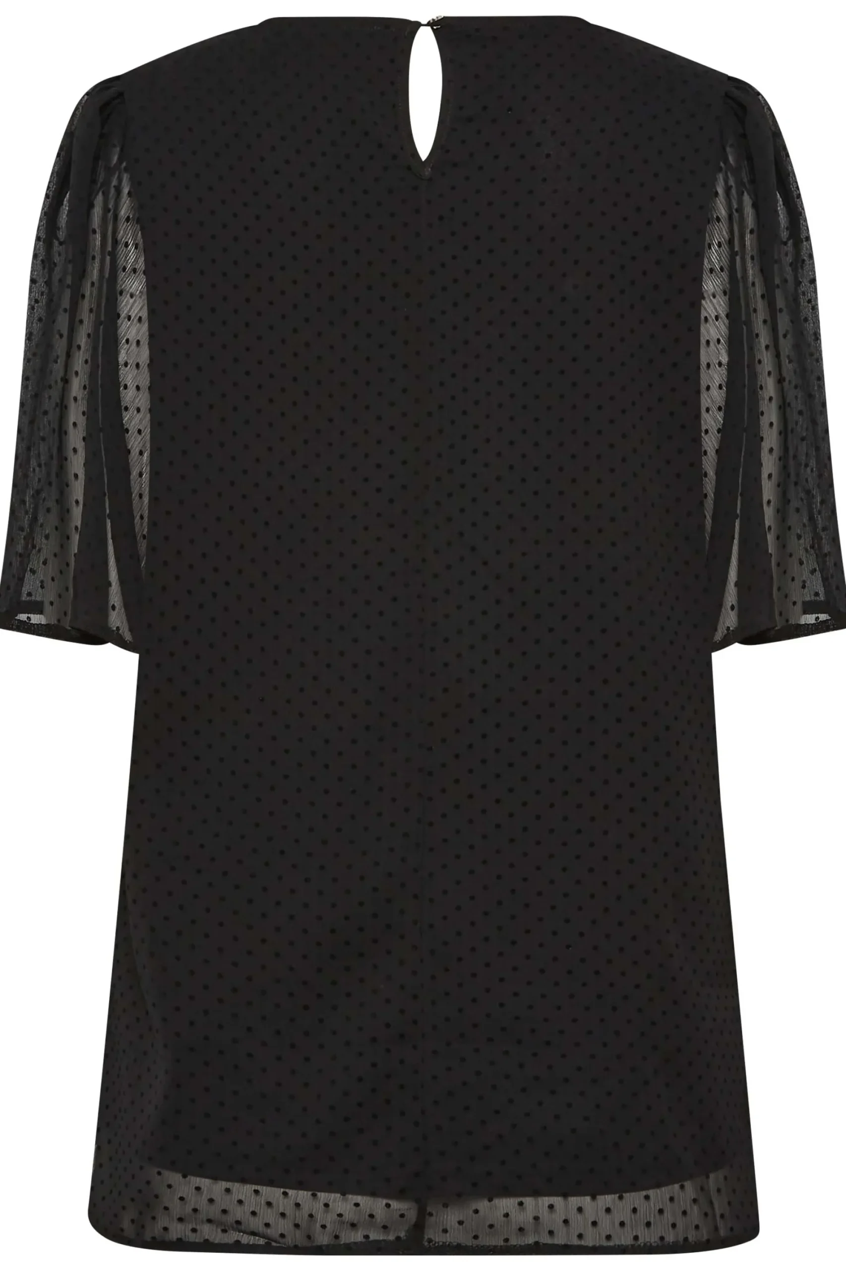 M&Co Womens Black Dobby Angel Sleeve Blouse>Women Short Sleeve Tops