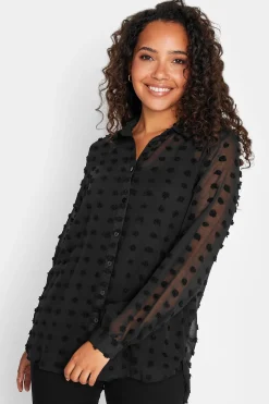 M&Co Womens Black Dobby Spot Shirt>Women Shirts