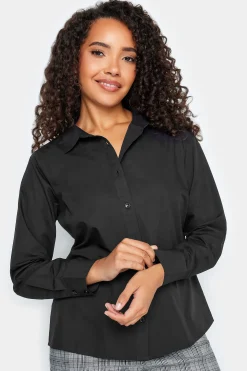 M&Co Womens Black Fitted Poplin Shirt>Women Shirts
