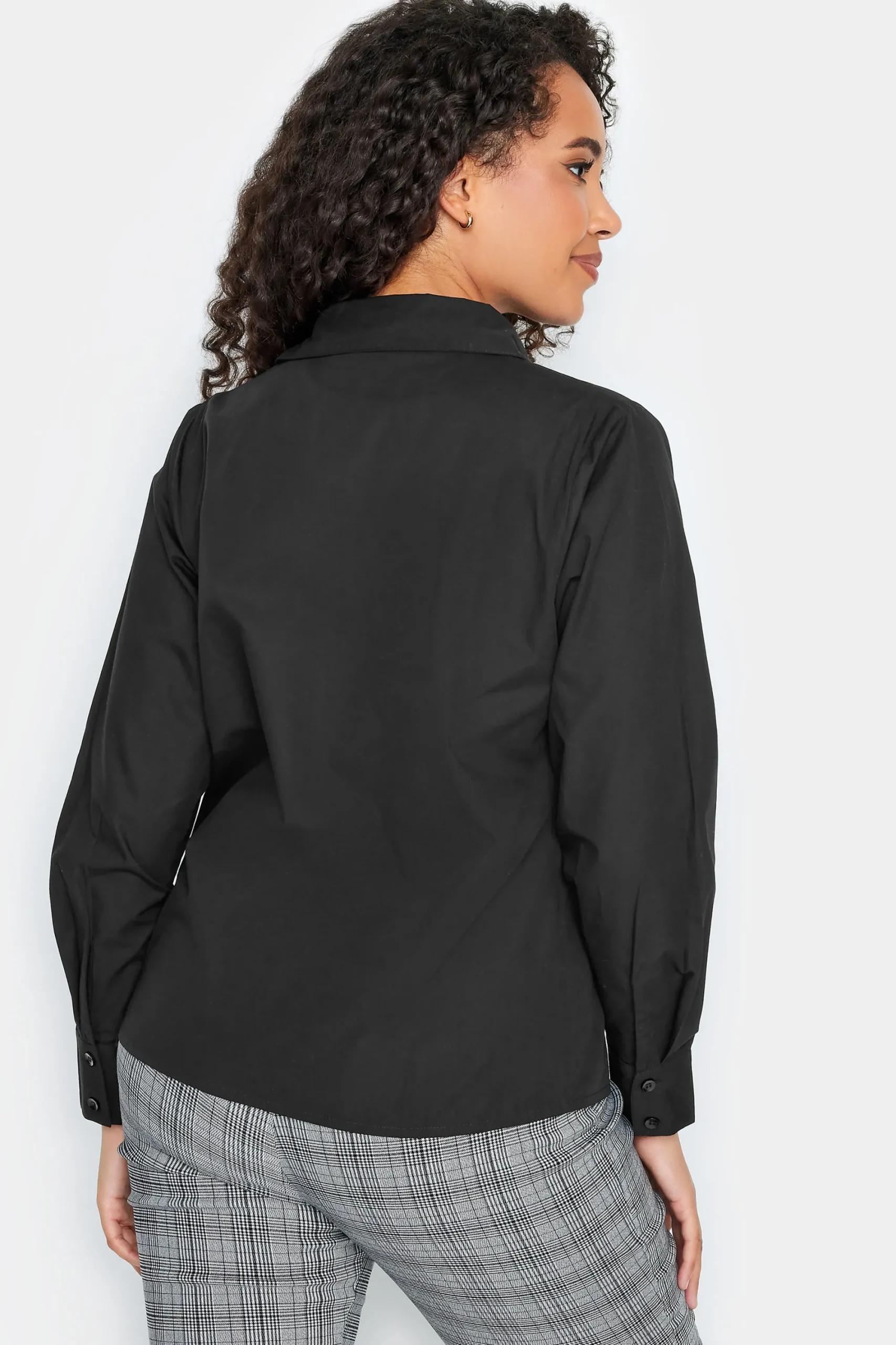 M&Co Womens Black Fitted Poplin Shirt>Women Shirts