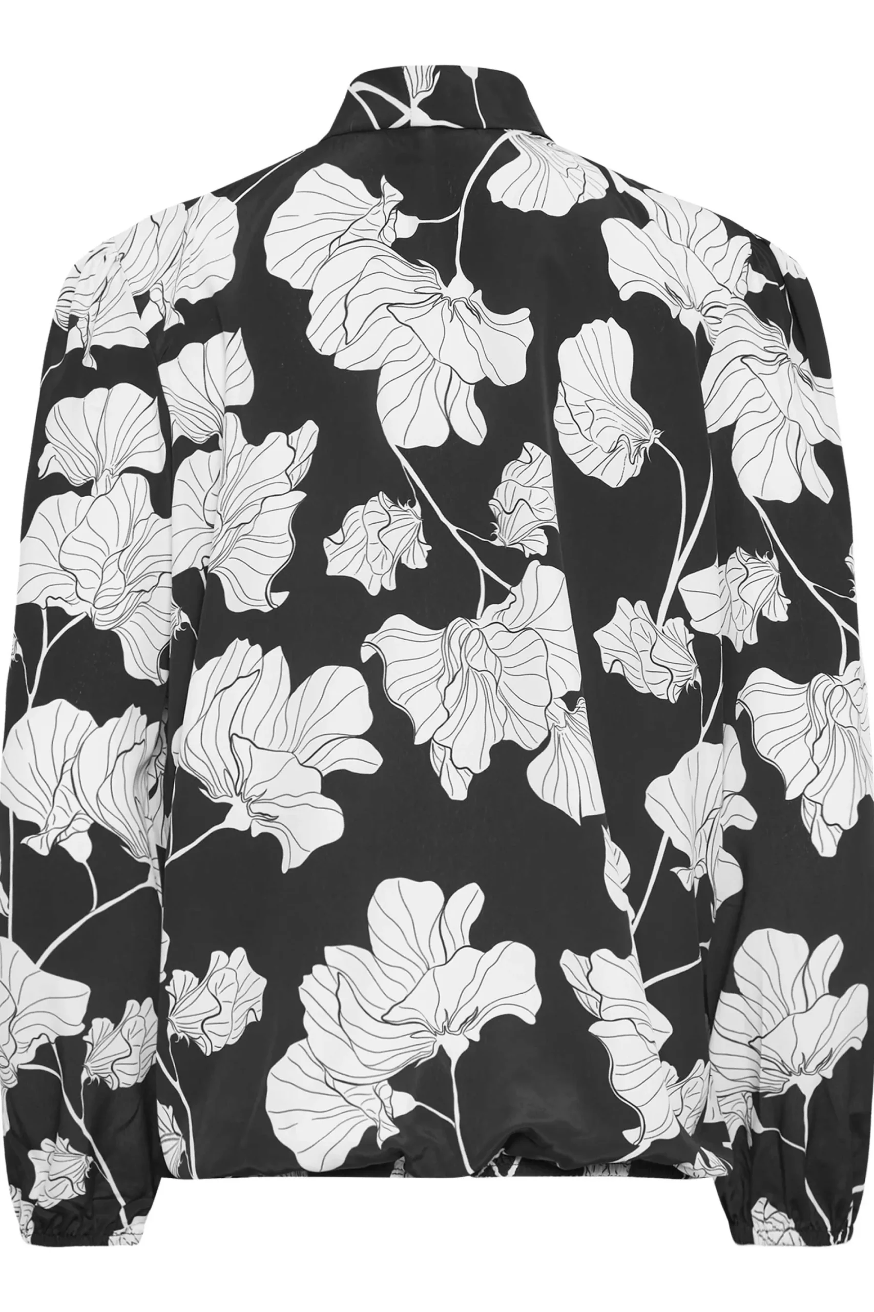 M&Co Womens Black Floral Print Tie Neck Bubble Hem Blouse>Women Blouses