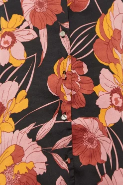 M&Co Womens Black Floral Print Frill Sleeve Blouse><noscript><img width=