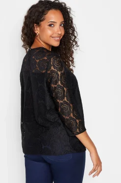 M&Co Womens Black Floral Lace Blouse><noscript><img width=