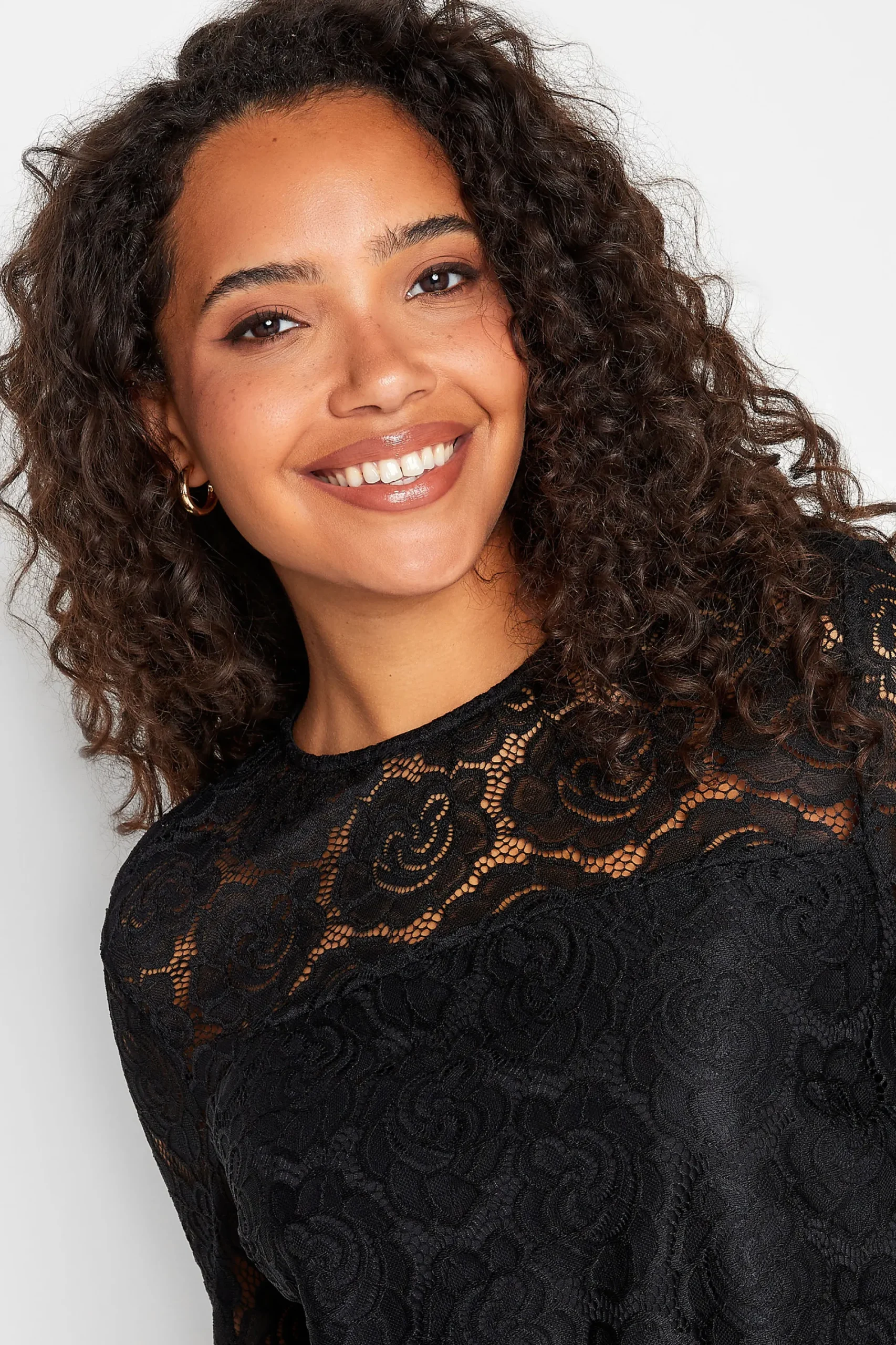 M&Co Womens Black Floral Lace Blouse>Women Blouses