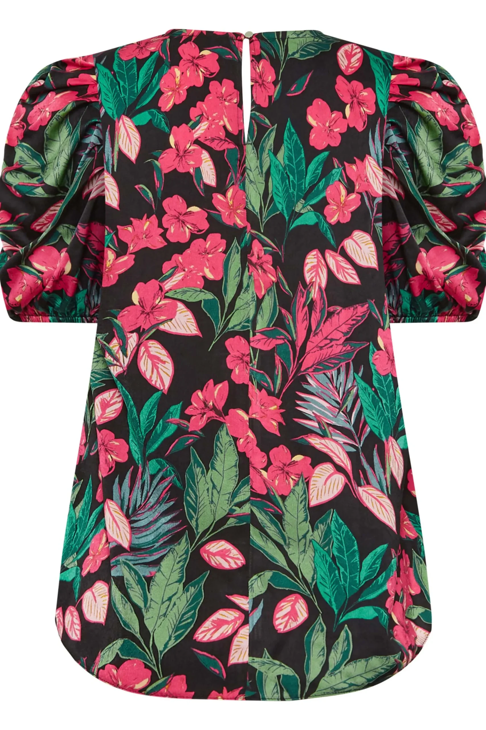 M&Co Womens Black Floral Print Puff Sleeve Blouse>Women Short Sleeve Tops