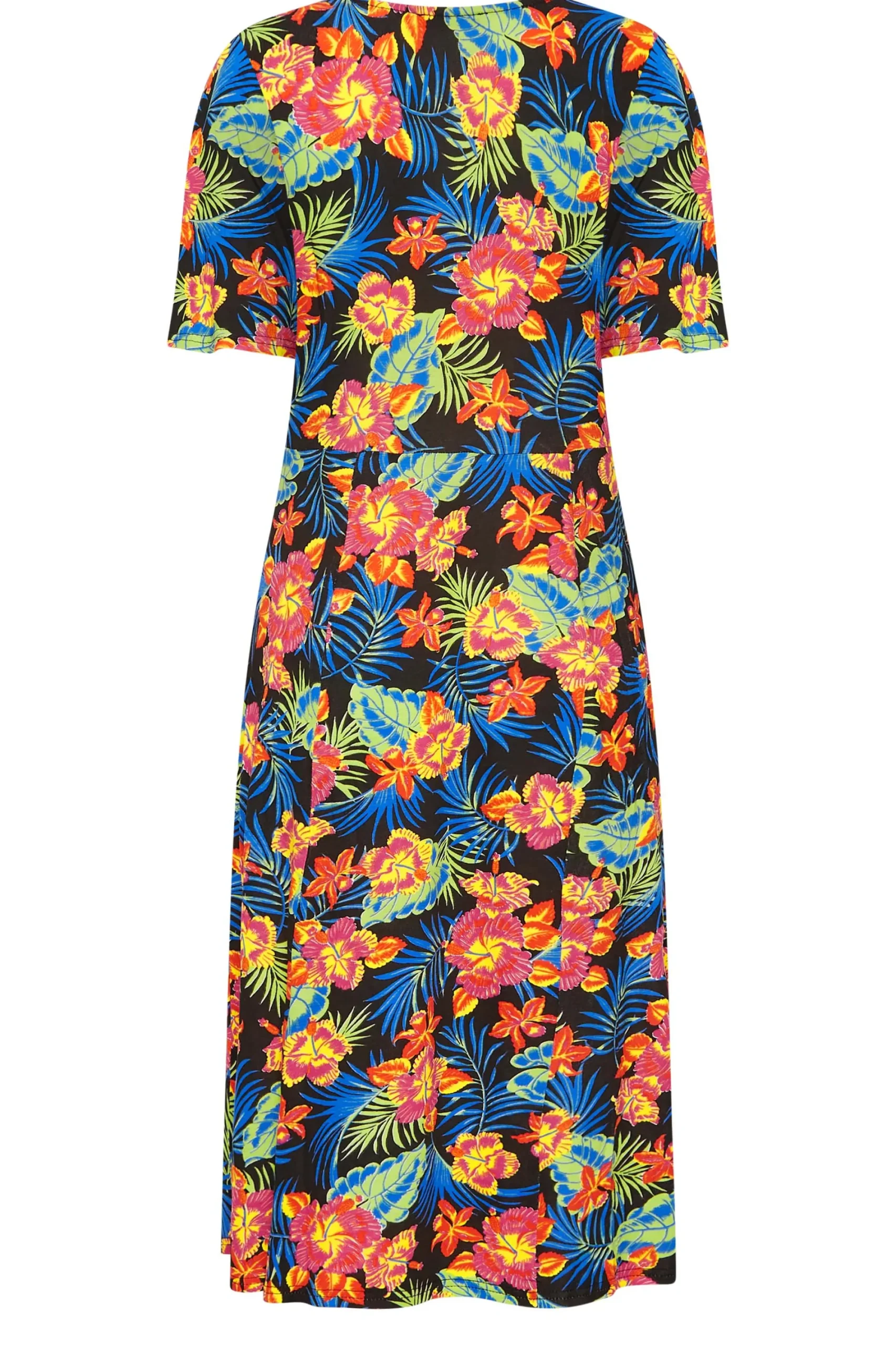 M&Co Womens Black Floral Print Angel Sleeve Split Hem Midi Dress>Women Midi Dresses