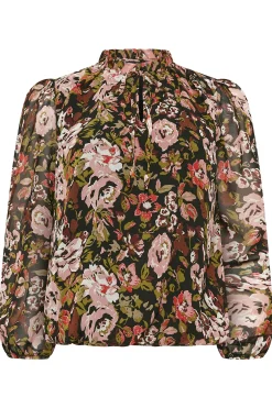 M&Co Womens Black Floral Print High Neck Blouse><noscript><img width=