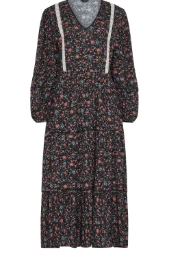 M&Co Womens Black Floral Print Crochet Trim Maxi Dress><noscript><img width=