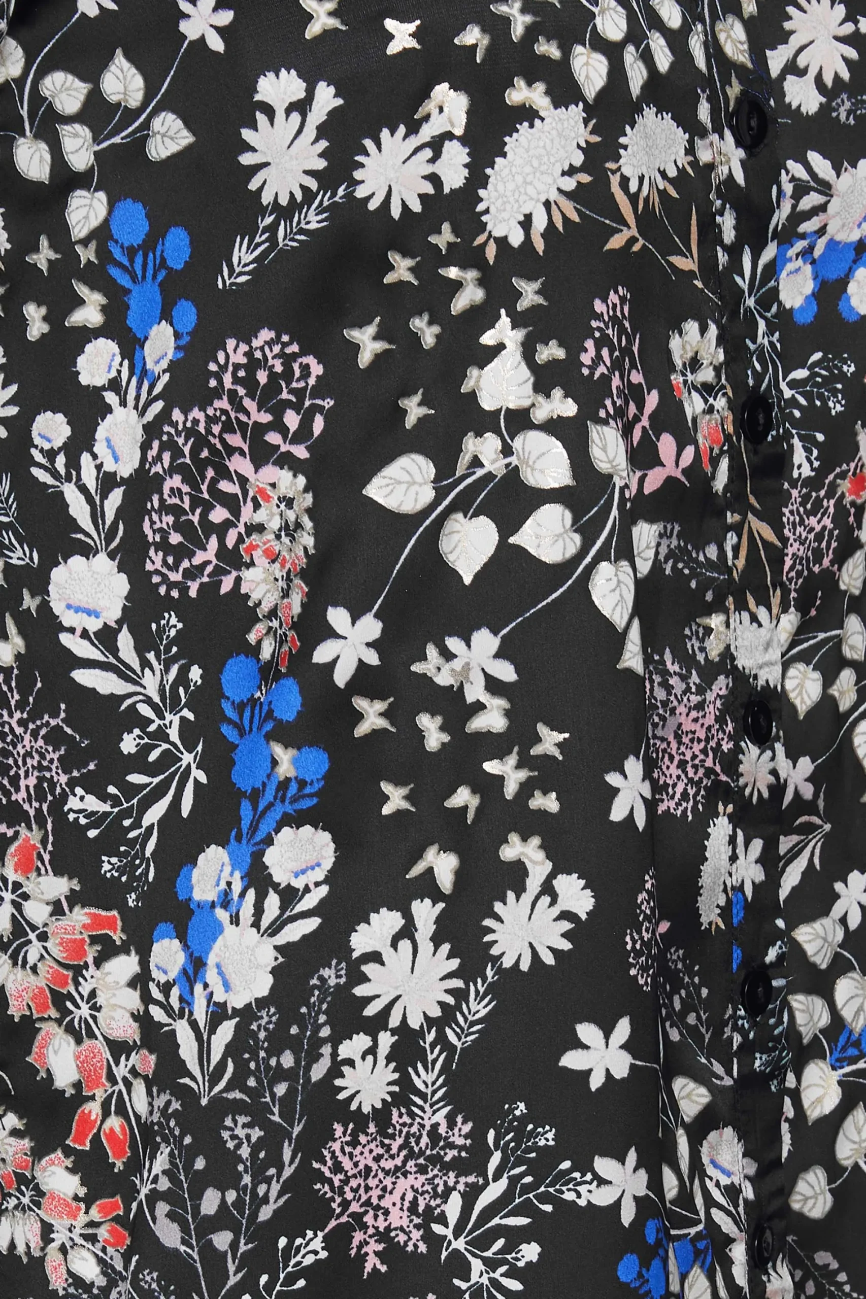 M&Co Womens Black Floral Print Satin Shirt>Women Shirts