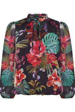 M&Co Womens Black Floral High Neck Blouse><noscript><img width=