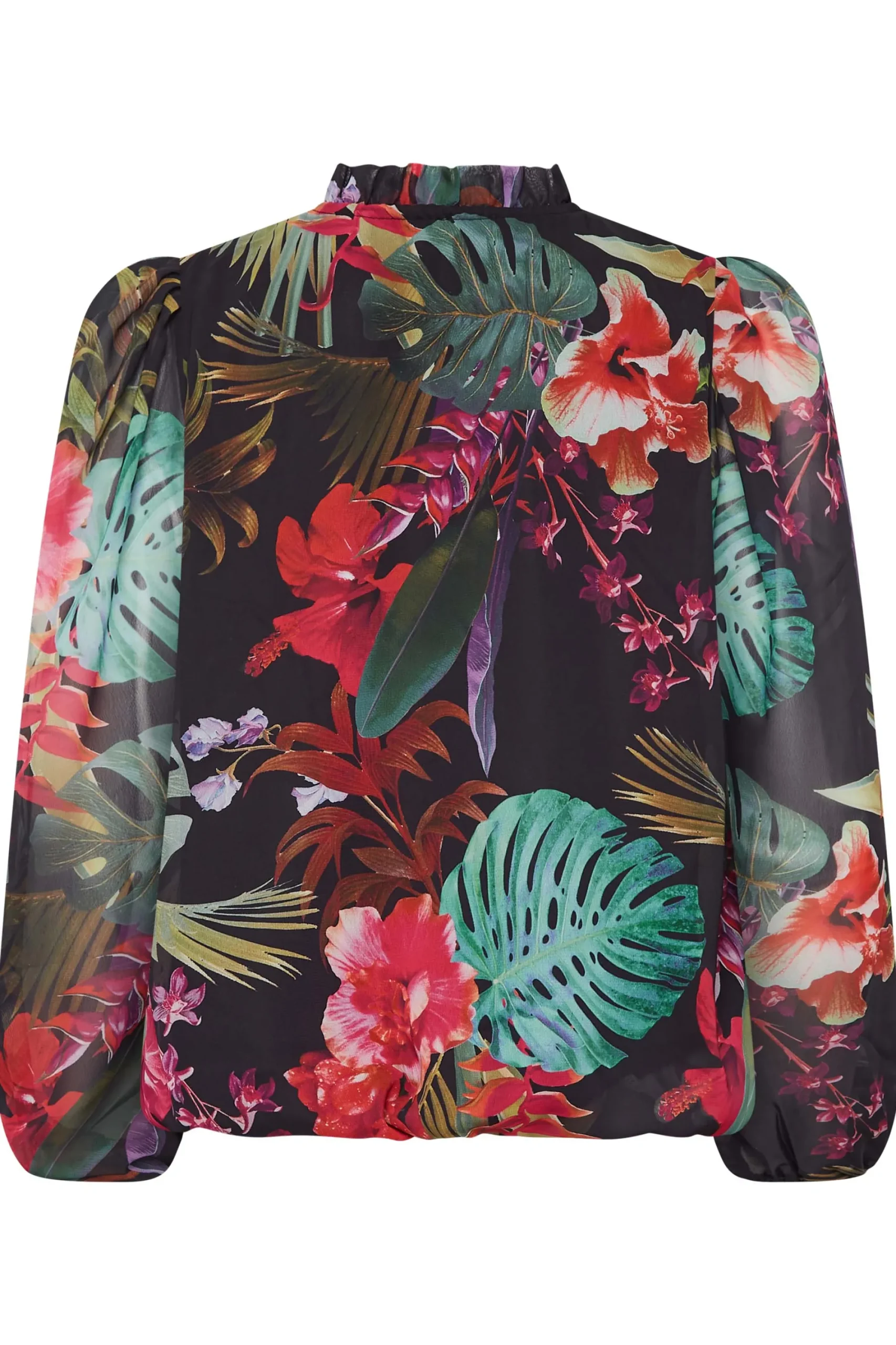 M&Co Womens Black Floral High Neck Blouse>Women Blouses