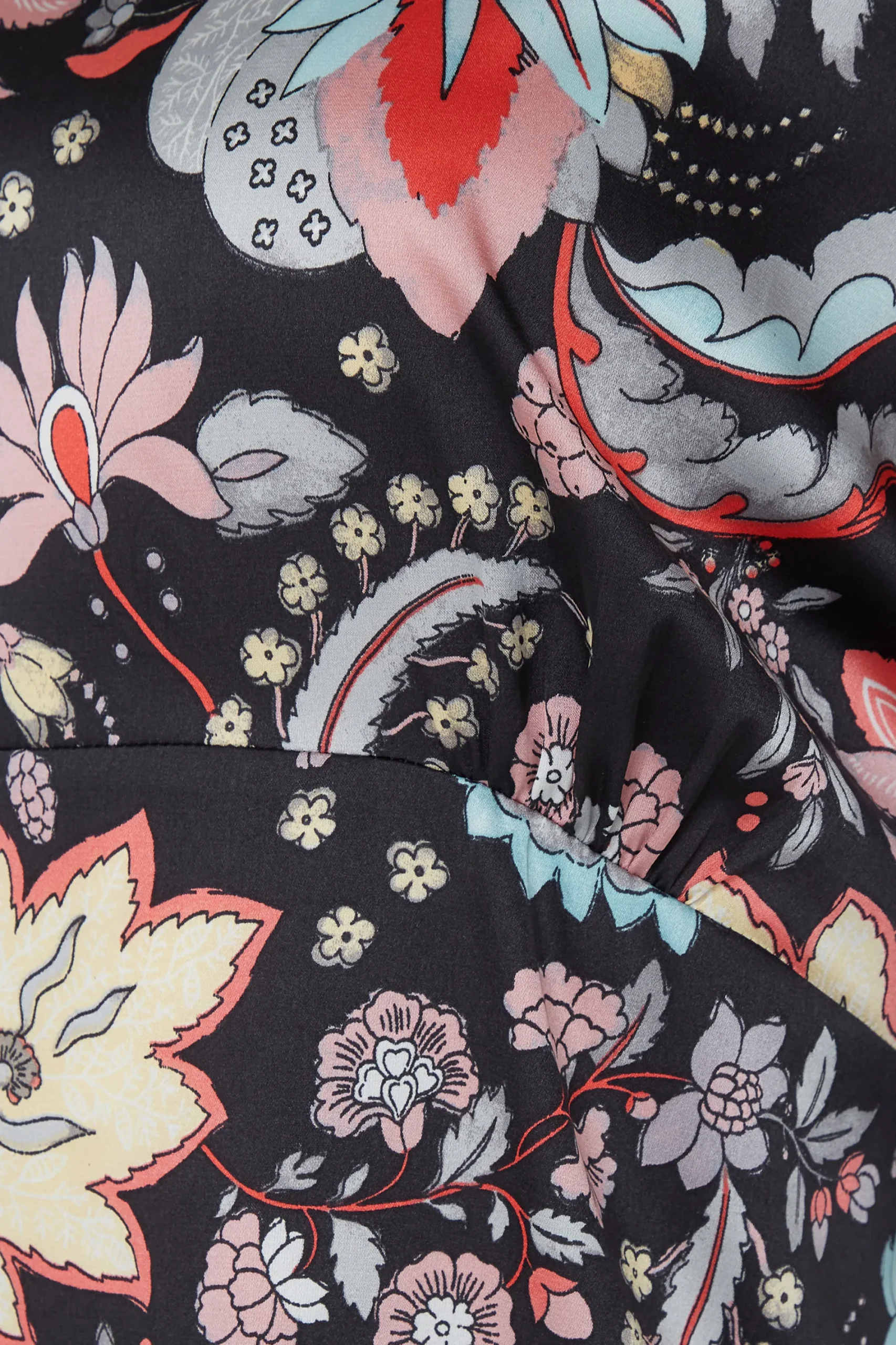 M&Co Womens Black Floral Tie Back Blouse>Women Short Sleeve Tops