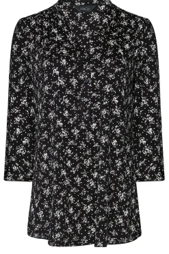 M&Co Womens Black Floral Print Half Placket Jersey Shirt><noscript><img width=