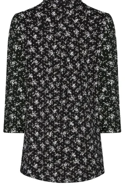 M&Co Womens Black Floral Print Half Placket Jersey Shirt><noscript><img width=