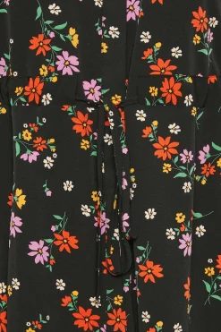 M&Co Womens Black Floral Print Tie Waist Tunic Shirt><noscript><img width=