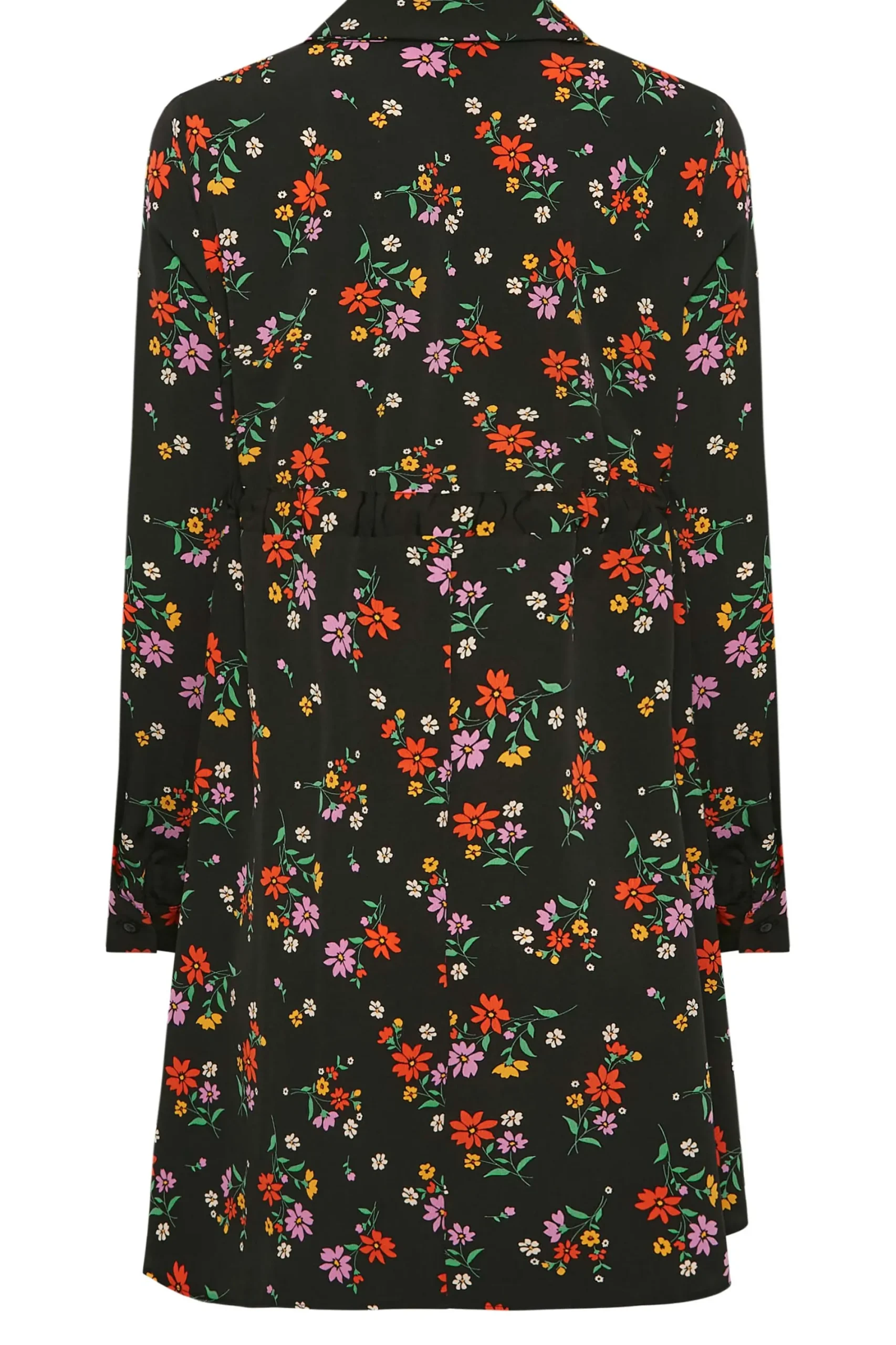 M&Co Womens Black Floral Print Tie Waist Tunic Shirt>Women Shirts