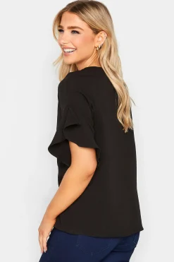 M&Co Womens Black Frill Sleeve Blouse><noscript><img width=