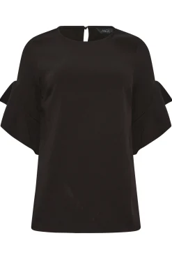 M&Co Womens Black Frill Sleeve Blouse><noscript><img width=