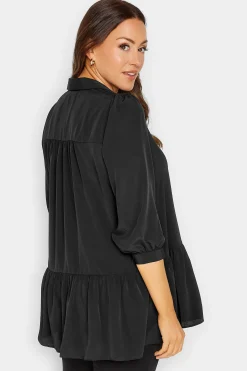 M&Co Womens Black Frill Hem Shirt><noscript><img width=