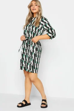 M&Co Womens Black Geometric Print Tie Tunic Shirt Dress>Women Shirt Dresses