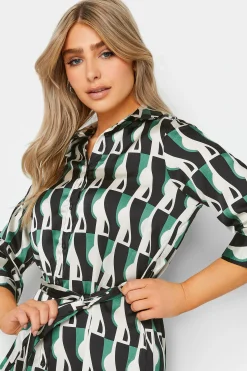 M&Co Womens Black Geometric Print Tie Tunic Shirt Dress><noscript><img width=