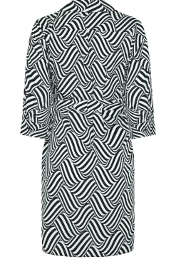 M&Co Womens Black Geometric Print Tie Waist Shirt Dress><noscript><img width=