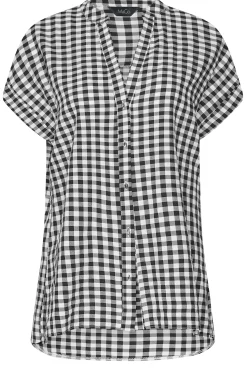 M&Co Womens Black Gingham Grown On Sleeve Top><noscript><img width=