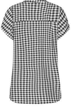 M&Co Womens Black Gingham Grown On Sleeve Top><noscript><img width=