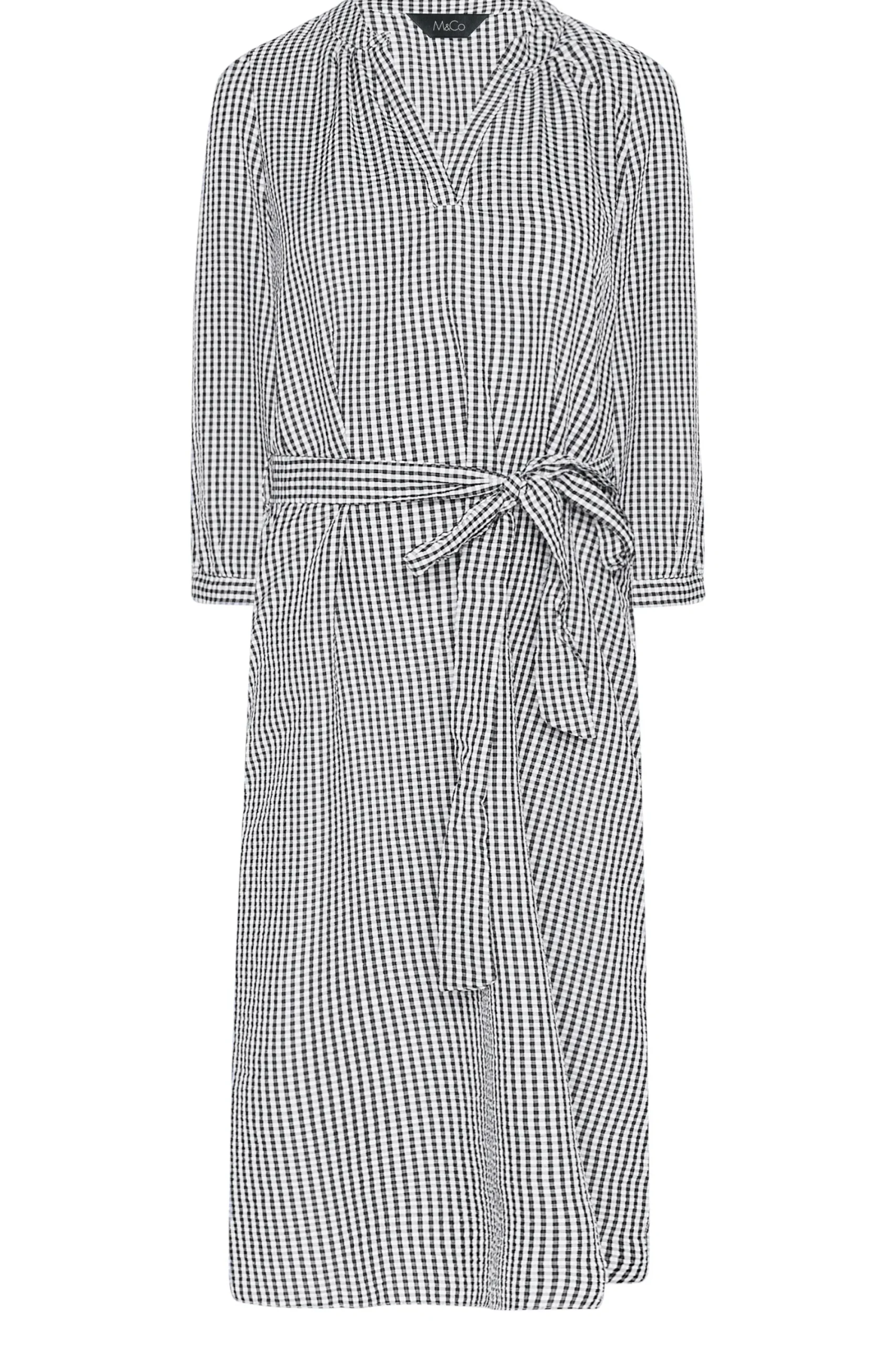 M&Co Womens Black Gingham Tie Waist Detail Tunic>Women Shirt Dresses
