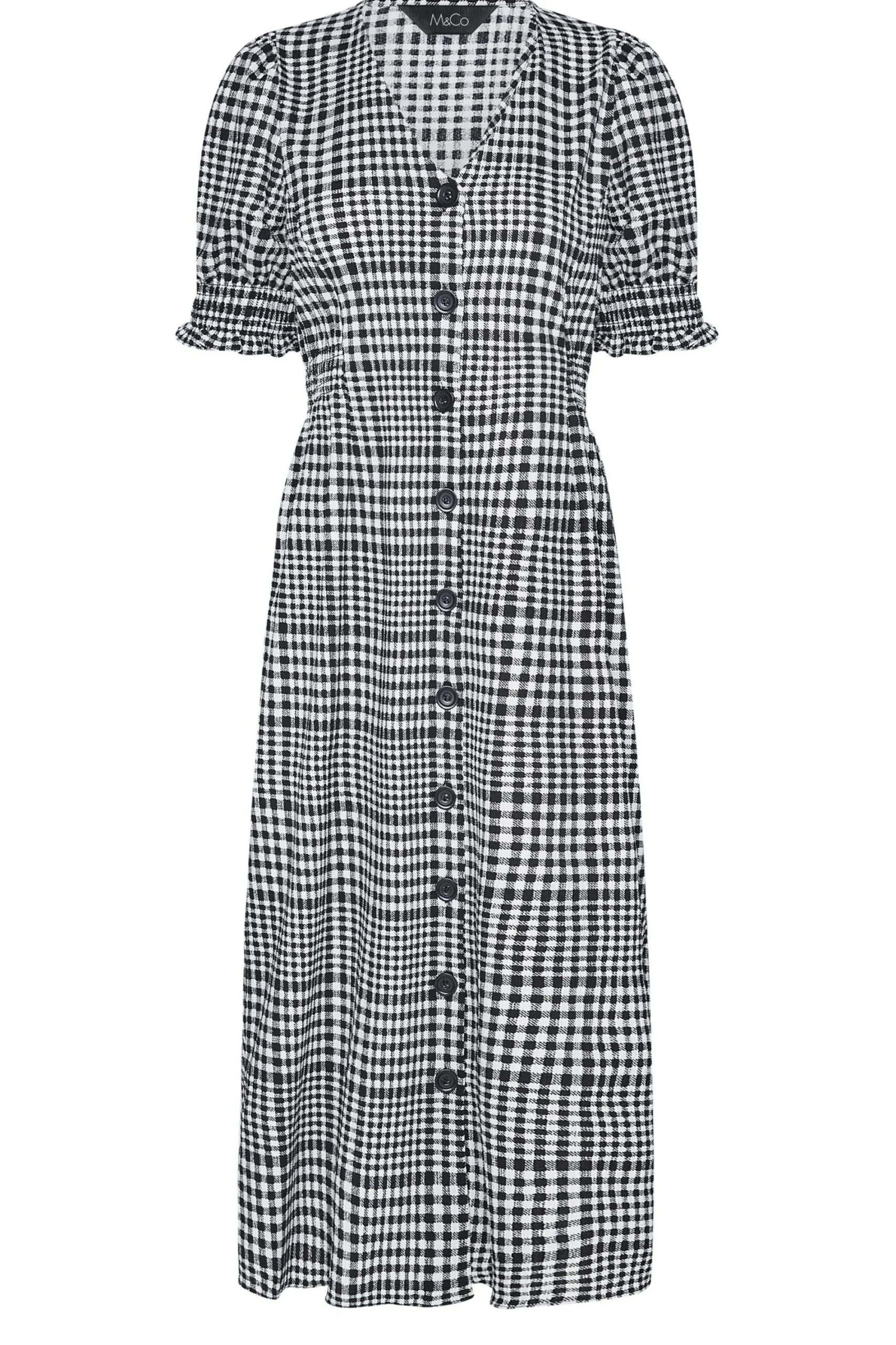 M&Co Womens Black Gingham Print Midi Dress>Women Midi Dresses