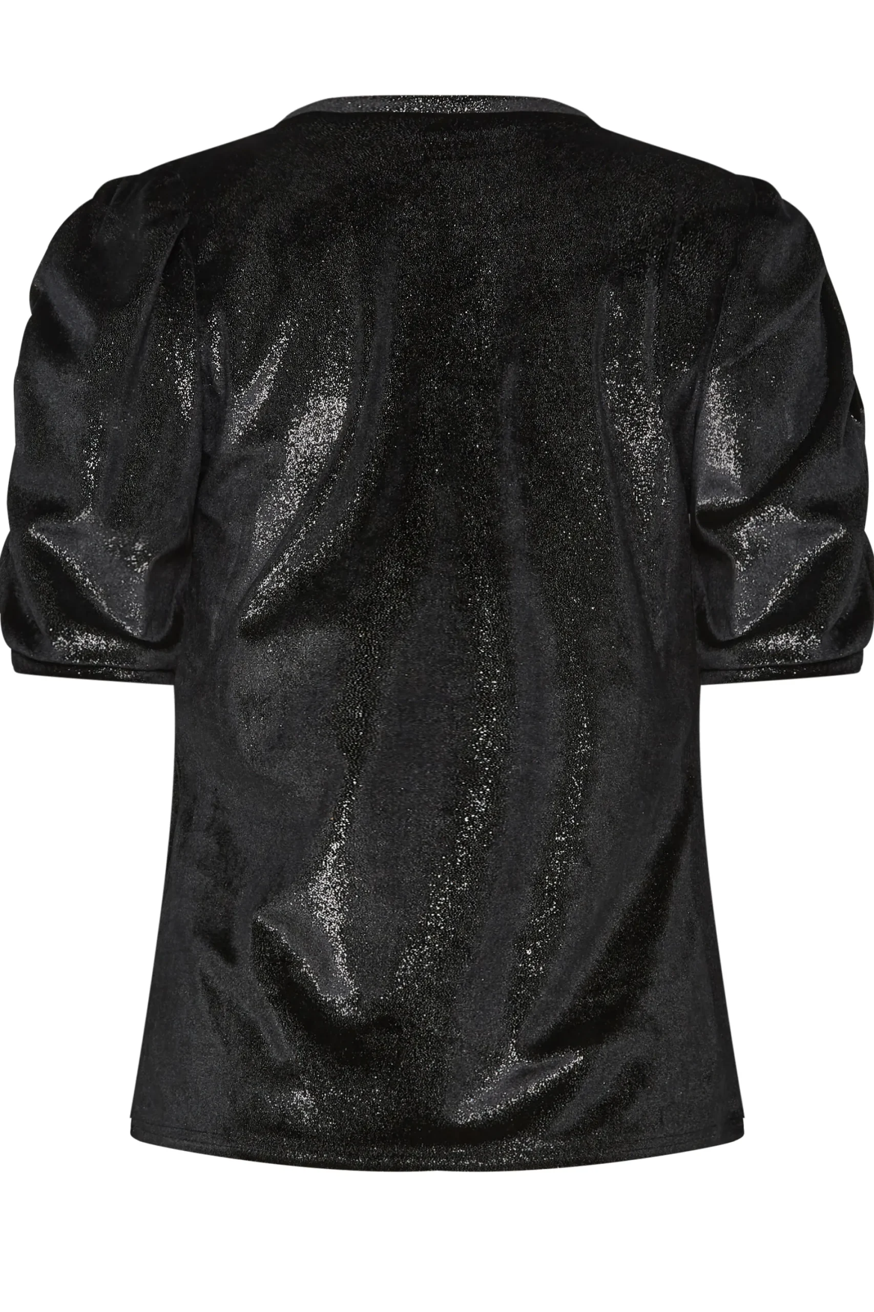 M&Co Womens Black Glitter Velvet Touch Ruched Sleeve Blouse>Women Blouses
