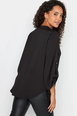 M&Co Womens Black Gold Statement Button Tab Sleeve Shirt><noscript><img width=