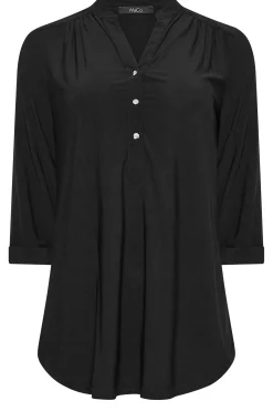 M&Co Womens Black Half Placket Jersey Shirt><noscript><img width=