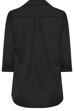 M&Co Womens Black Half Placket Jersey Open Collar Shirt><noscript><img width=